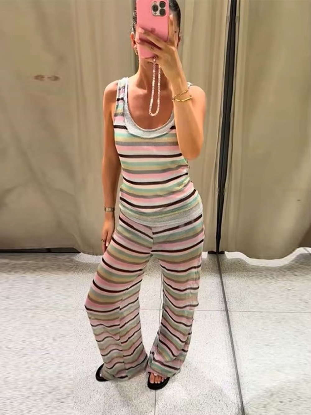 Zara metallic Multi-Stripe matching set!